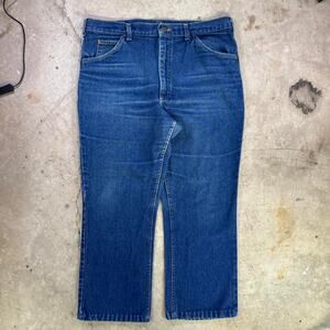 True vintage 1970s mr lee riders blue jeans talon zip cowboy 38x32 (36x26) Read